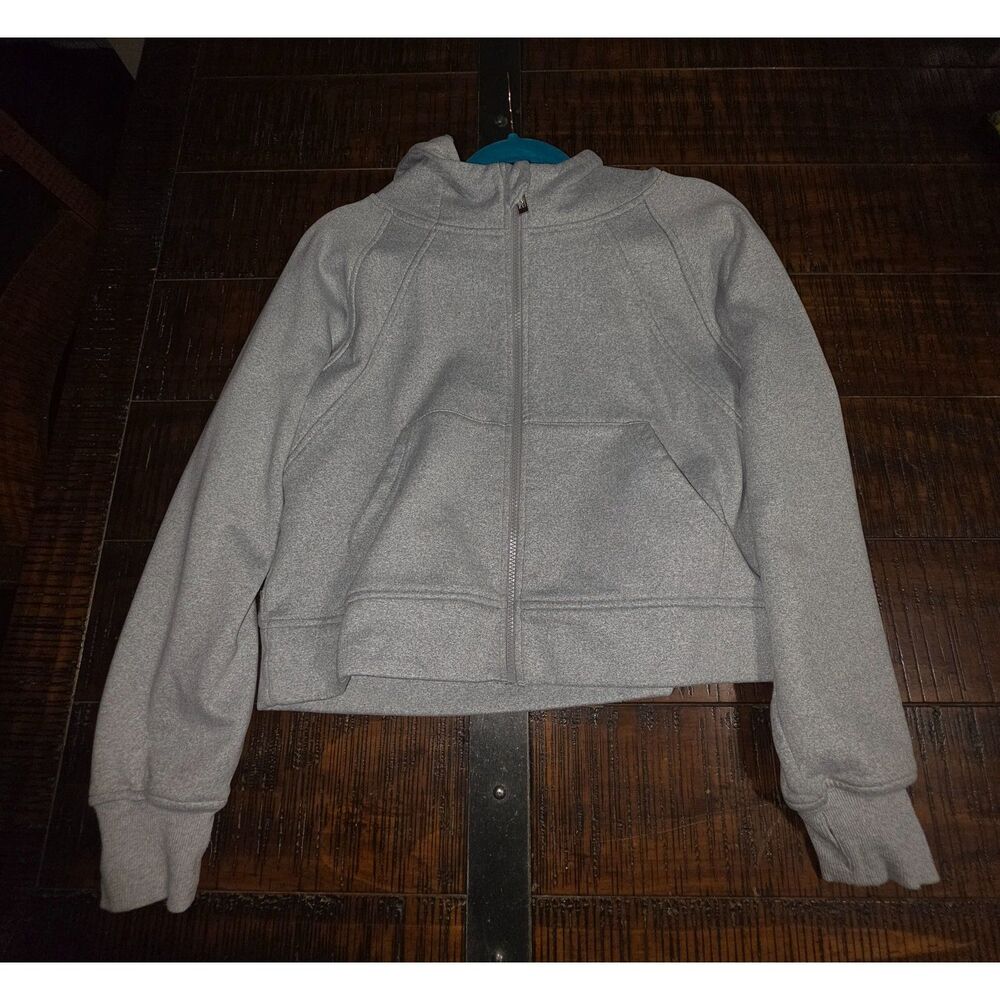 Laslulu Gray Cropped Zip Up Fleece Sweatshirt Hoodie Size M